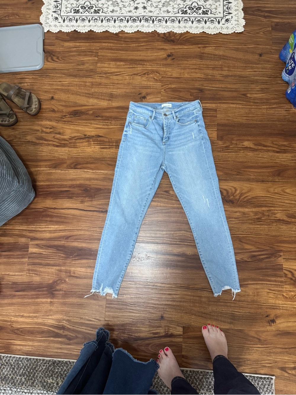 LOFT Light Blue Ankle Cropped High-Rise Jeans